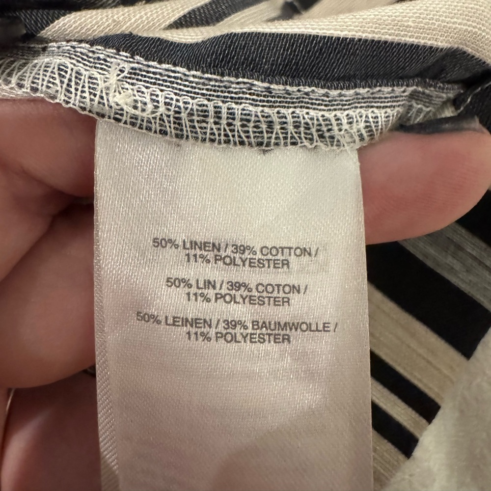 Madewell Apron Mini Dress in Evelyn Stripe linen cotton blend cross back pockets - Picture 10 of 11